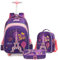 Egchescebo Mochilas Escolares con Ruedas Carro Niña Pilones de Concha Dura Mochila Carrito para Trolley Escolar Bolso Viaje Estuche Stitch Mujer Maleta Colegio Medianas Infantil Niñas 17” 3pcs Morado