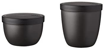 Mepal - Snackpot Duo Pack Ellipse - Praktischer Behälter zur Aufbewahrung & für Transport von Lebensmittel - Tiefkühltauglich - Spülmachinenfest - Nordic Black