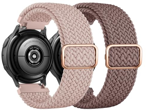 AK 2 Stück Ersatzarmband Kompatibel mit Samsung Galaxy Watch 6/5/4 40mm 44mm/Galaxy Watch 3 41mm/Active 2 44mm 40mm, 20mm Weiches Sports Geflochtenes Nylon Armbänder Damen Herren