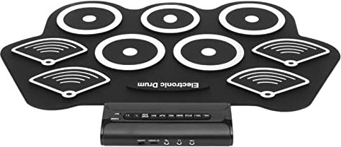 Mrisata Roll Up Tambor electrónico portátil Drum Machine Juego de batería electrónica Roll Up Practice Pad Midi Kit con Pedales Bastones Regalo para Niños 100-240V (enchufe UE)