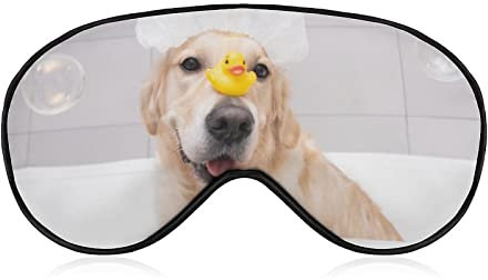 Schlafmaske mit niedlichem Hunde-Schaumbad, gelbe Ente, Augenbinde, verstellbar, superweich, weich, für Männer und Frauen, Reisen und Nickerchen