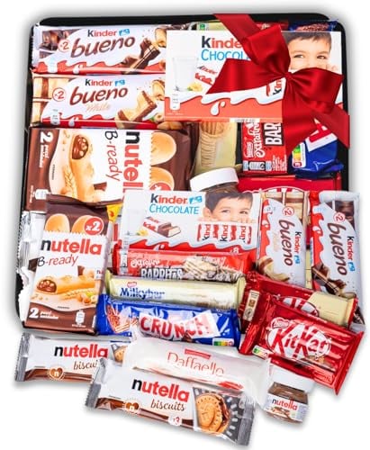 Geschenktablett Mega-Pack Kinderschokolade – Nutella – Rafaello – Nestle. +15 Einheiten Originelle Geschenk-Tablettbox mit Kinder Bueno, Nutella, Rafaello-Pralinen und Nestle-Schokoladen [IAMI]