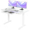 Claiks Glass Standing Desk with Drawers, 120×60 cm Adjustable Stand Up Desk, Quick Install Home Office Computer Desk with USB Ports, White