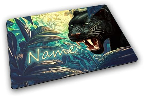 Maus-Design Textil Tischset mit Name, Panther | Gummirückseite, Platzdeckchen, personalisiert