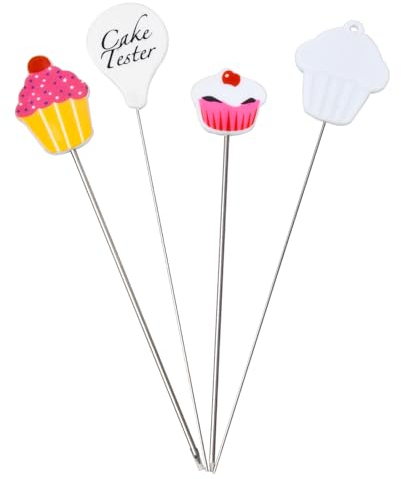 Tibapla 4 Pcs Agujas Probadores de Pastel, Agujas de Prueba de Pastel Agujas Pinchos Probadores de Pasteles para La Magdalena del Mollete de Pan de La
