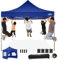 COBIZI pavillon 3x3 wasserdicht stabil Winterfest, faltpavillon Outdoor faltbar partyzelt，pop up pavillon klappbar gartenpavillon mit 4 Seitenteilen und Laufradtasche, Tiefes Blau（420D Oxford-Plane）