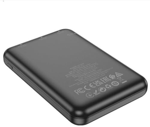 Hoco J115 Ultra Slim Mini Size Power Bank 5000mAh - Doppia uscita USB, indicatore LED, ultra leggero, caricatore portatile per smartphone e dispositivi - Nero