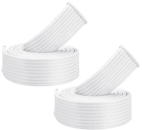 PATIKIL Taekwondo Colored Ranking Belts, 2 Pack 1.6 x5.3FT Polyester Martial Arts Judo Karate Belt for Coach Teaching Practice, White