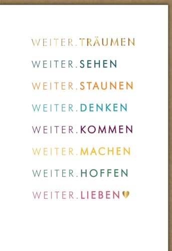 Hochzeitskarte Glückwunsch 'Weiter lieben' – Farbenfrohe Karte mit inspirierenden Wünschen, Hochwertiges Design für Brautpaar, Liebevoller Gruß zur Hochzeit - mit Umschlag