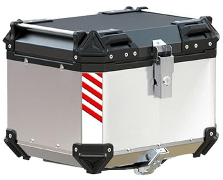 TAVLT 45/50 Liter Motorradkoffer, Top Case Universell, Motorrad Hinterhelm Aufbewahrungskoffer Mit Schloss, Einfach Abnehmbar (Color : Silver Flat Surface, Size : 50L)