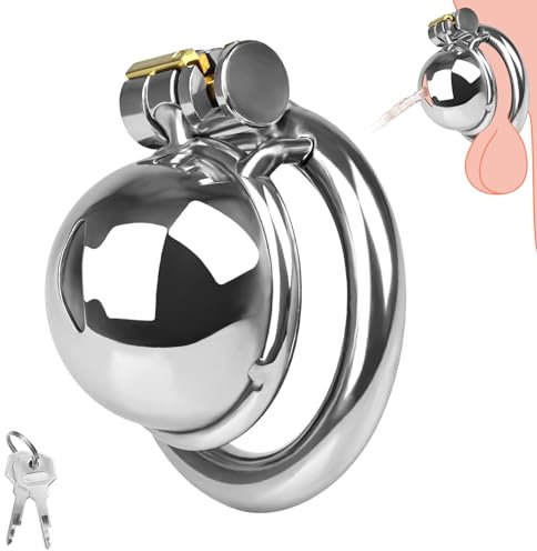 SXOVO Edelstahl Chastity Cage Herren Keuschheitskäfig Klein Peniskäfig aus Metall Cock Cage für Sklave Fetisch Extrem Penis Bondage SM Chastity Sexspielzeug für Männer (Ring 40mm)