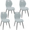 WAFTING Esszimmerstühle 4er Set, Gepolsterter Stuhl mit Hohe Rückenlehne aus Stoff und Schwarz Lackierte Metallfüße, für Esszimmer, Schlafzimmer und Empfang, Cyanfarben