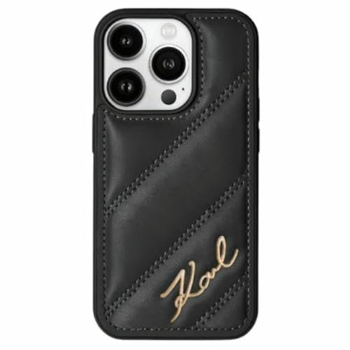 CG MOBILE Karl Lagerfeld KLHCP14SPQDSMGK Hülle für iPhone 14/15 / 13 6.1 Schwarz hardcase Diagonal Quilted Script