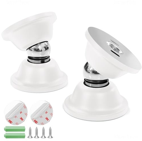 NiHome White Magnetic Door Stop for Secure Door Holding & Stopping, Easy Install Non-Obtrusive Design, Flexible Mounting Options for RV, Older Homes & Uneven Doors, Protects Walls(2PCS)