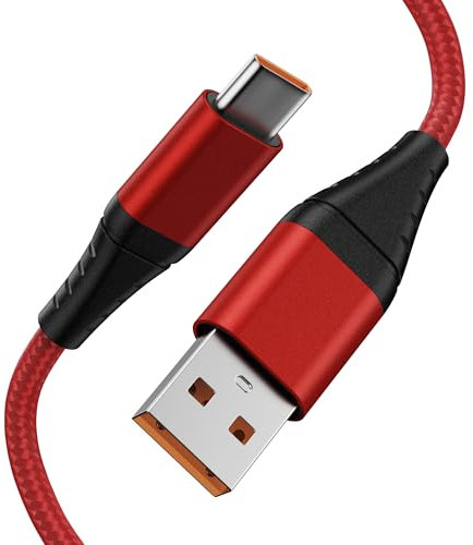 Amzpas Câble USB C Charge Rapide 3A Nylon Tressé Câble Chargeur pour Samsung Galaxy S24/S23/S22/S20 FE/A55/A15, Huawei, Sony, Xiaomi (Rouge,1m)