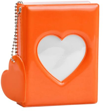 Dimoxii Klein Fotoalbum für Instax, Mini-Fotoalbum 32 Taschen, 11x8.5 CM Kpop Fotobuch (Orange)