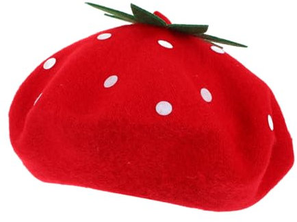 SOIMISS Entzückende Erdbeer-baskenmütze Cosplay Bequeme Baskenmütze Aus Wollmischung für Frauen und Mädchen
