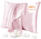 Jaciu taie d'oreiller en Soie pour Les Cheveux et la Peau taie d'oreiller Soie Étui d'oreiller en Soie Naturelle avec Fermeture éclair，Confortable Doux Respirable,Rose 40X80cm 1 pièce