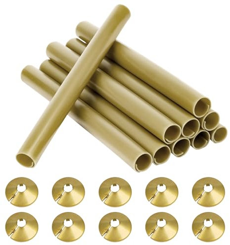 10 PCS Radiator Pipe Covers Gold and Pipe Collars 200mm x 15mm Thickened Radiator Sleeves 15mm Plastic Snap On Radiator Caps