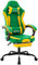 WOTSTA Gaming Chair Computerstuhl Ergonomischer Gaming Stuhl mit Fußstütze Bürostuhl Ergonomischer Computerstuhl mit Lendenwirbelstütze GrünGelb