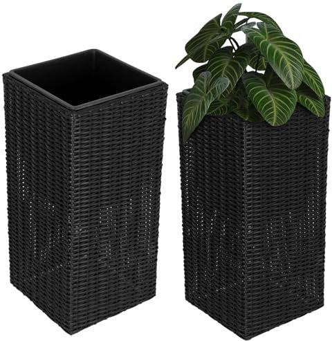 Balkene Home 67982 Sierra Quadratischer Weiden-Pflanzgefäß 2-teiliges Set in Schwarz