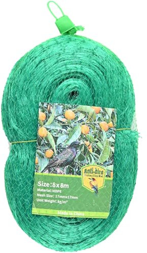 LINSOCLE Rete di protezione per uccelli, 8 x 8 m, rete di protezione per uccelli, rete di protezione per uccelli, rete per letto a soppalco, cespugli di bacche, albero da frutto, ribes, albero di