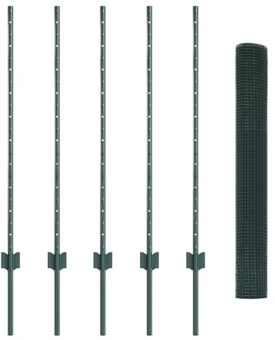 vidaXL Stacheldrahtzaunset Set aus 2 Grün Metall, Kunststoff 10 x 1 m