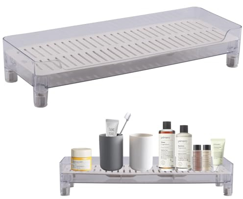 Doafoce Bandeja Decorativa 35 x 12cm Bandeja de Baño Extra Grande Bandeja de Rectangular para Salón, Dormitorio, Lavabo, Bañera y Fregadero de Cocina (Blanco)