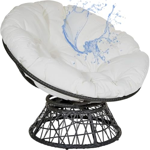 GYCS Sitzkissen Für Den Außenbereich, Papasansessel Kissen, Polster, Auflage Für Polyrattan Rattan Hängeschaukel, Hängesessel Kissen, Stuhlkissen Outdoor, Rund Papasan Sessel,Weiß,40X40