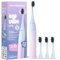 happybrush Eco Vibe Lite - Cepillo de dientes eléctrico (con batería de 6 semanas, incluye 3 cabezales en tonos pastel)