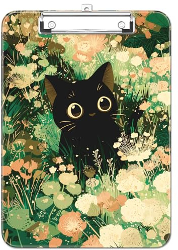 Luminzo Kunststoff Klemmbrett A4 Metallklammer für Lehrer, Cute Cat | Kunststoff-Brett mit Aufhängeöse, praktisches Design für Schule und Krankenpflege, robust und leicht