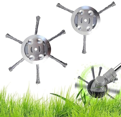 2 Pezzi Per Decespugliatore Tagliaerba In Filo Di Acciaio Testa Da Giardino Testina, Per Spazzole E Tagliaerba, Spazzola Per Erbacce A Batteria Ruota Cono Selvatiche Muschio Con Annodato Tosaerba