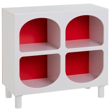 Kinderregal aus MDF-Holz in Weiß und Rot