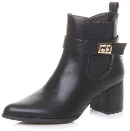 AJVANI Womens ladies mid block heel pointed toe smart casual chelsea ankle boots size