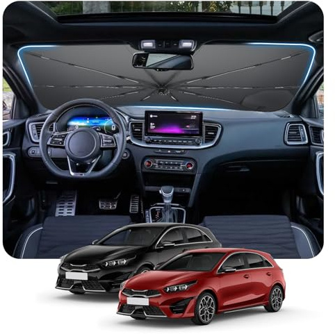 [2026 Actualización] BSTW Compatible con Kia Ceed XCeed 2019-2026 Parasol para Parabrisas, Parasol Plegable Automático Diseño con Cordón, Protector Solar y Protección UV XCeed Accesorios