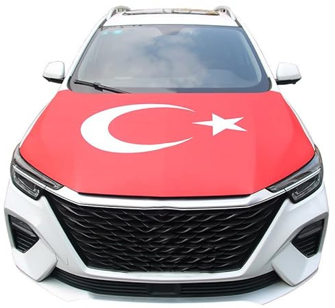 Türkei Flagge Motorhaube, Türkei Flagge Auto, Fan Artikel Türkiye Bayrak Fußball Auto Motorhaube Überzieher Flagge FZG Deko Türkische Flagge (A)