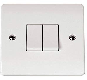 Click Plate Switch 2 Gang 2 Way 10 Amp White PVC