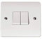 Click Plate Switch 2 Gang 2 Way 10 Amp White PVC