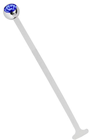 Modern Nature Piercing-Schmuck Lippenpiercing Teflon 1,2 mm weiss mit Zirkonia Titan Kugel dunkelblau in 3 mm. Individuell geeignet als Lippenpiercing, Mundpiercing und Ohrpiercing.