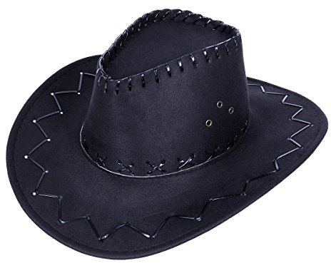 Alsino Kinder Cowboyhut in schwarz - Westernhut Jungen Mädchen Cowboy Kostüm Verkleidung Karneval, Original Wildleder Optik Modell 06a