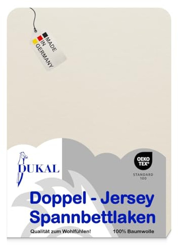 Dukal | Spannbettlaken | 80 x 200 cm | aus hochwertigem DOPPEL-Jersey | 100% Baumwolle | Farbe: Natur