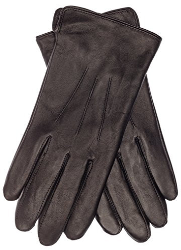 EEM Herren Lederhandschuhe, weiches italienisches Leder, Touch-Funktion, Fleecefutter, Schwarz, Small