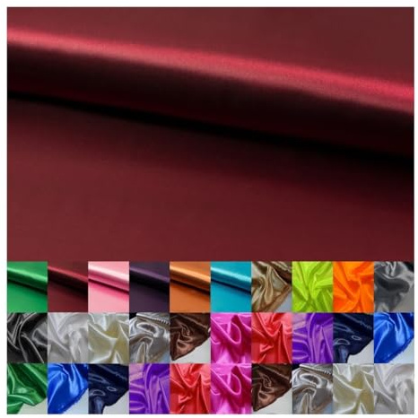 Fabrics-City bordeaux glänzend schwer Satin Stoff Modestoff PolyesterSatin Dekostoff Karneval Vorhänge Nähstoff SeidenSatin Glanz Dekorationsstoff Kostümstoff zum Nähen Textil für Damen, 4341