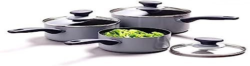 OXO Softworks Hard Anodized 3 Piece Cookware Pots and Pans Set,3-Layered German Engineered Non-Stick Coating,Stainless Steel Soft-Touch Handle,Induction,Oven safe up to 180°C,Dishwasher Safe,Grey