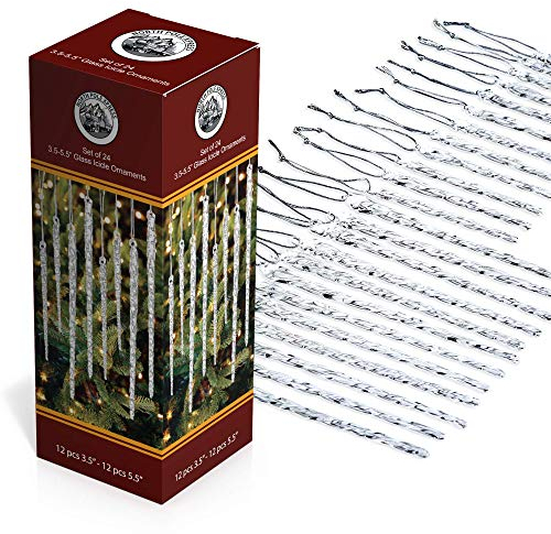 Universal Weihnachten Twisted klar Glas Eiszapfen Drop Weihnachtsschmuck, perfekt für Ihren Weihnachtsbaum oder Akzent zu jedem Zuhause, Party oder Hochzeit