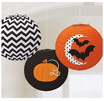 Horror-Shop Halloween Laternen aus Papier mit Grusel Motiven 3 St.