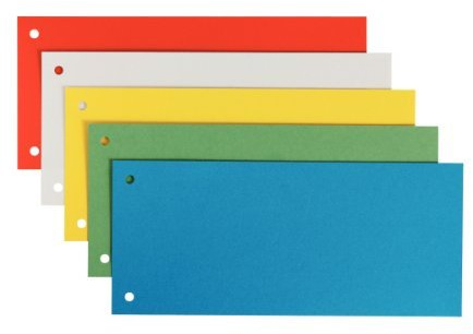 Leitz Trennstreifen, stabiler Pendarec-Karton 180 g/qm, farbig sortiert (3 Packungen = 75 Stück)