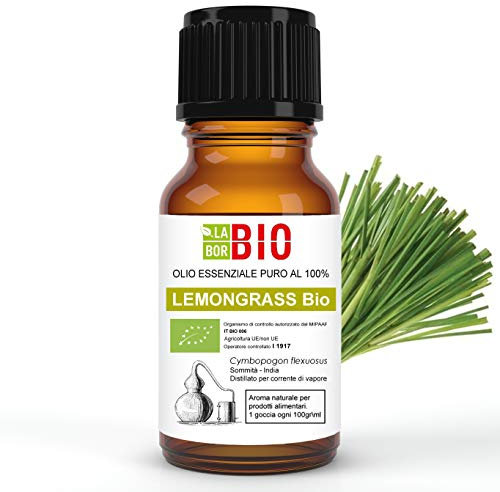 ZitronengrasÖl Bio Ätherisches Öl 100% Reines 10 ml - Aromatherapie Kosmetik Therapeutische - Laborbio