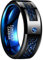 NUNCAD Herren Ring Schwarz Blau aus Wolfram Keltisch Drachen Partnerringe mit Kohlefaser Zirkonia 8mm Breit Hochzeitsring Verlobungsring Freundschaftsring Größe 65