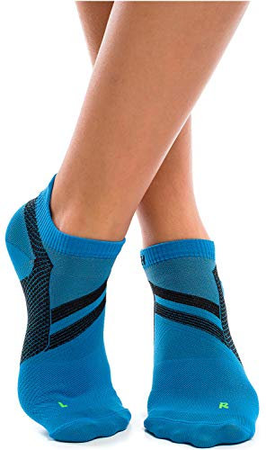 ZaTech kurze Plantarfasziitis Socken, Kompression Socken, Stützsocken, für Damen und Herren (Blau, S, 35-39)